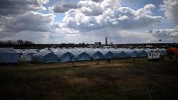 A tent camp set up at the start of the war in Ukraine along the Ukrainian-Moldovan border in Palanca, southeastern Moldova