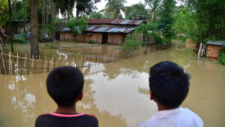Flood-affected children in India's Assam state