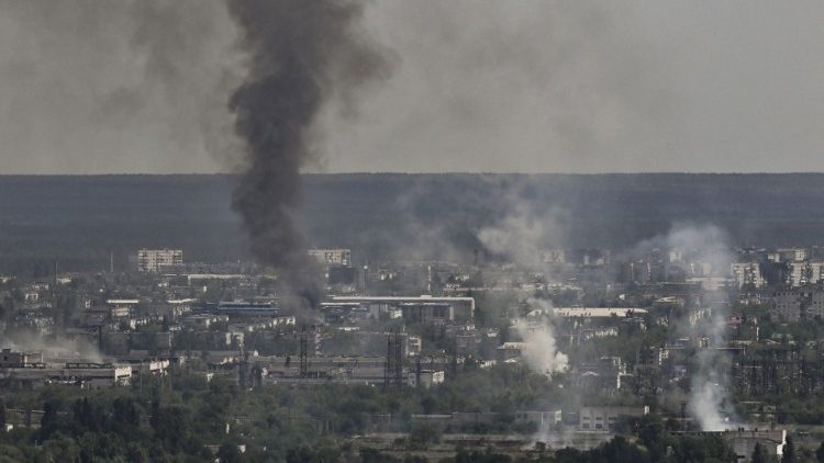Smoke and dirt rise from the city of Severodonetsk amid Russia's invasion of Ukraine