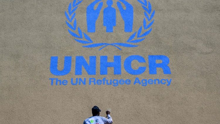 Murales in Berlin mit dem Logo des UNHCR