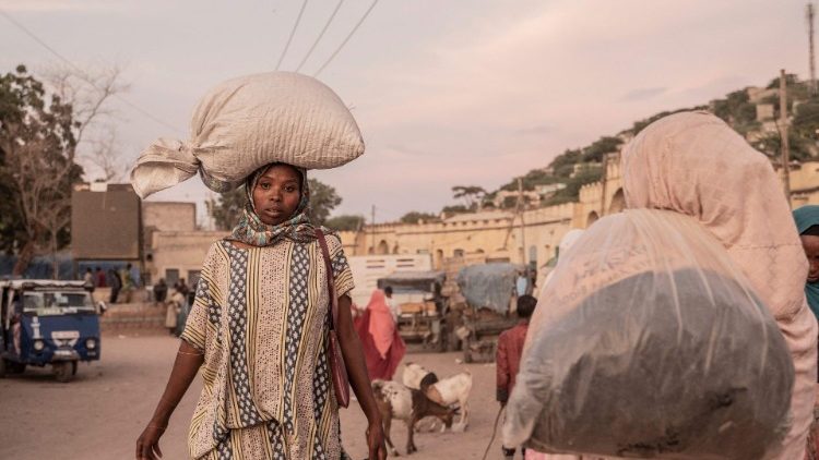 A woman walking in Ethiopia