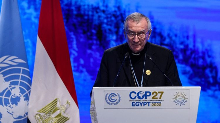 Cardinal Parolin addresses participants at COP27
