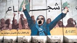 Mural z napisem: "Afgańskie kobiety nie bedą już więcej milczeć", Kabul 10 stycznia 2023 r.