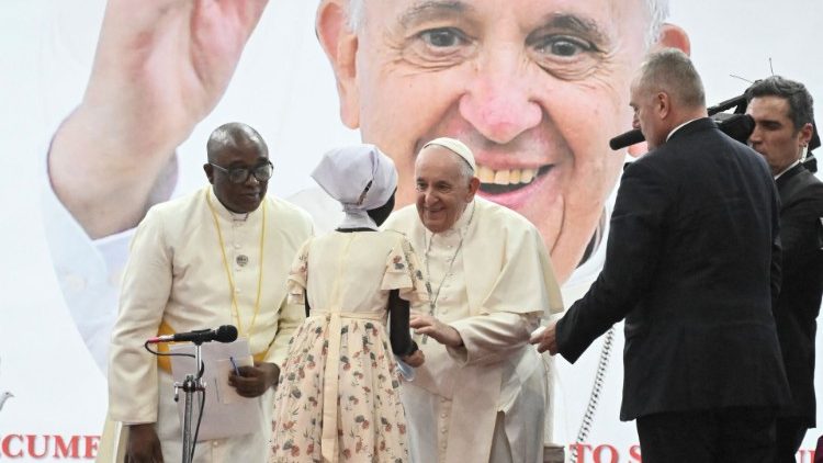 Встреча Папы с переселенцами Южного Судана (Джуба, 4 февраля 2023 г.)