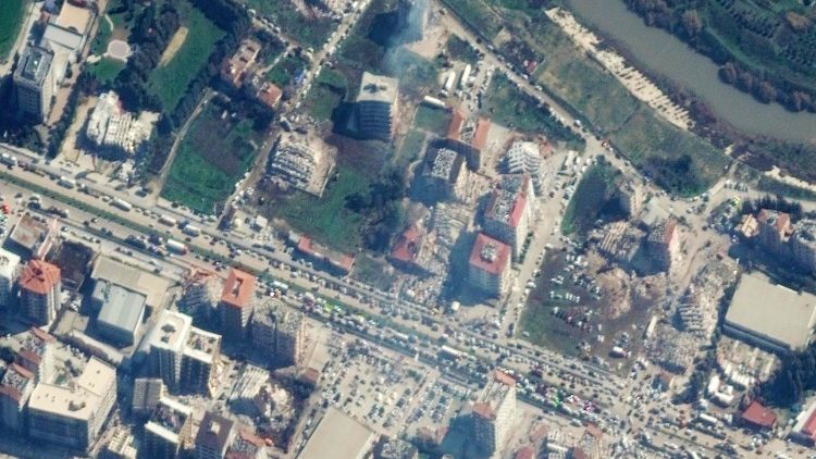 Сателитна снимка на Антиохия след земетресението