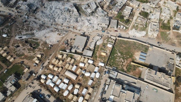 Vue sur Harim, dans la province d'Idlib, après le séisme du lundi 6 février 2023. 