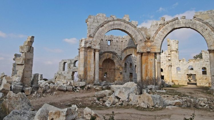 Le monastère Saint-Siméon-le-Stylite, au nord-ouest de la province d'Alep, en Syrie, le 19 février 2023, quelques jours après le tremblement de terre du 6 février. 