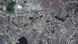 Dieses Satellitenbild zeigt Antakya, eine besonders betroffene türkische Stadt, nach den Aufräumarbeiten zwei Monate nach dem verheerenden Erdbeben