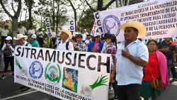 Eine Demo zum 1. Mai in Guatemala Stadt