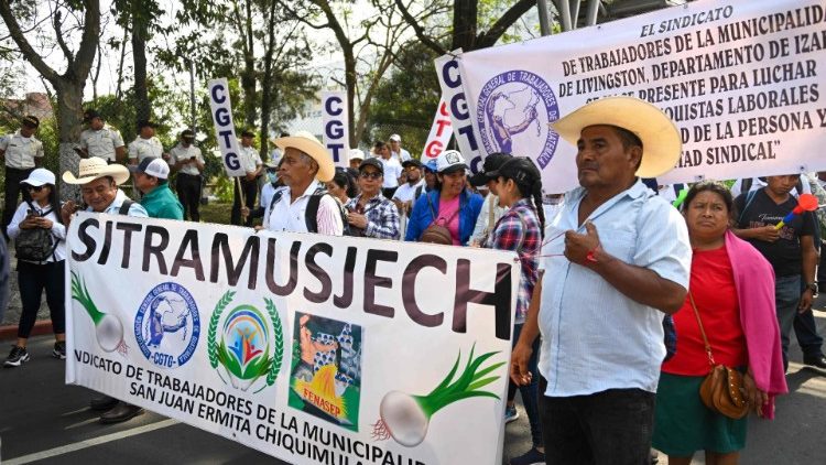 Eine Demo zum 1. Mai in Guatemala Stadt