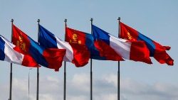 Mongolische Fahne (und auch die Französische ist auf dem Bild zu sehen)
