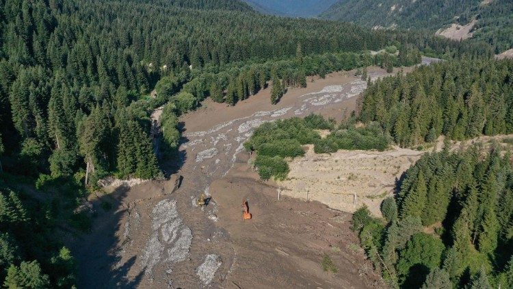 Aerial photo showing landslide in Georgia