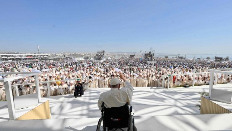 File photo of Pope Francis presiding over Mass during Apostolic Journey to Portugal this August