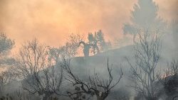 Požár v Řecku, 21. srpna 2023 poblíž města Prodromos. Ilustrační foto