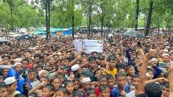 Manifestation au Bangladesh de réfugiés Rohingyas, le 25 août 2023, 6 ans après le lancement en Birmanie de l'opération de délogement de cette minorité musulmane. 