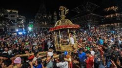 In Lalitpur feierten Hindus am Freitag das Bhimsen-Jatra-Fest