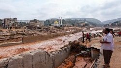 洪水により大きな被害を受けたリビア東部デルナ　2023年9月11日