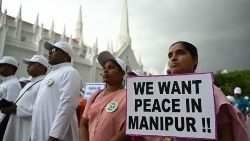 Christen in Chennai demonstrieren im September 2023 gegen Ausbrüche ethnischer Gewalt in Indiens nordöstlichem Bundesstaat Manipur