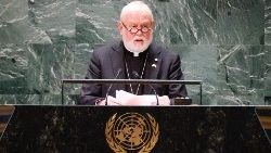Mgr Paul Richard Gallagher au siège de l'ONU à New-York ce mardi 26 septembre, pour la 78ème session de l’Assemblée générale des Nations unies.