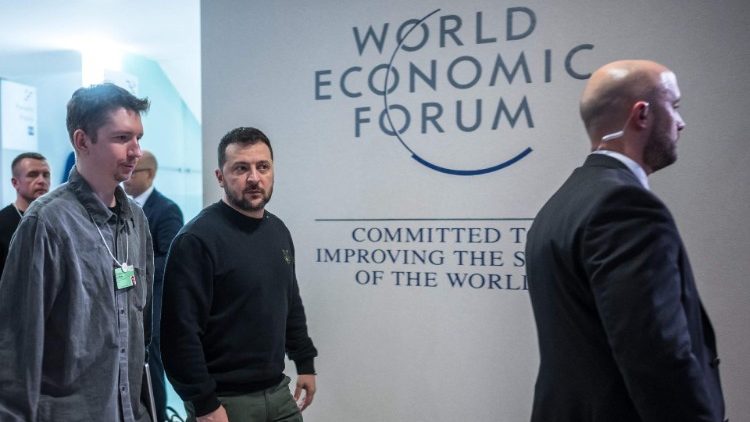 Der ukrainische Präsident Wolodymyr Selenskyj auf dem WEF in Davos, Januar 2024