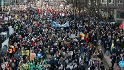 Manifestation contre le racisme et l'extrême droite le 28 janvier 2024 à Hambourg.