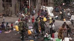Vnitřní vysídlenci nedaleko města Goma, 16. února 2024