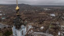 Zerstörungen im Dorf Bohorodychne bei Donetsk