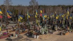 A graveyard for fallen Ukrainian soldiers in Kyiv
