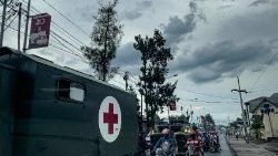 An armoured convoy drives through Goma in the eastern Democratic Republic of Congo
