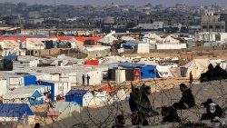 Campos de refugiados instalados en Rafah, al sur de la Franja