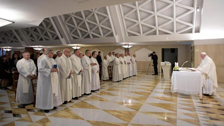 Pope Francis at Mass at the Casa Santa Marta