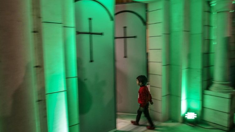 Der Eingang zur katholischen Pfarrei von Gaza - Archivaufnahme