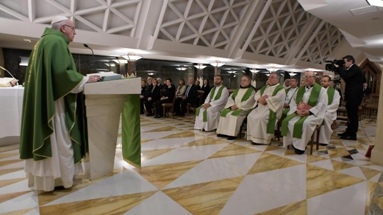 Påven Franciskus vid morgonmässan i Sankta Marta kapell 1 februari 2019