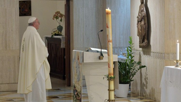 Påven vid morgonmässan i Sankta Marta-kapellet 21 maj 2019