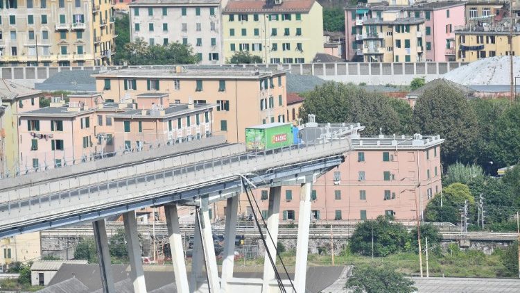 The remains of the Morandi Bridge in Genoa