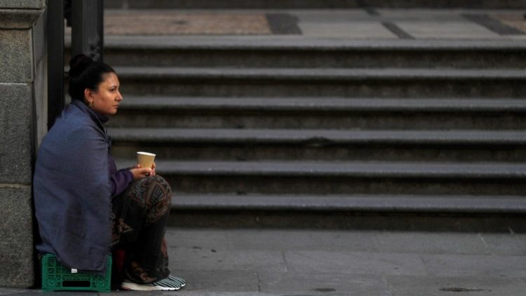 A homeless woman in Europe