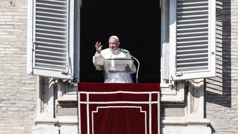 Pope Francis in St. Peter's Square during the Angelus prayer