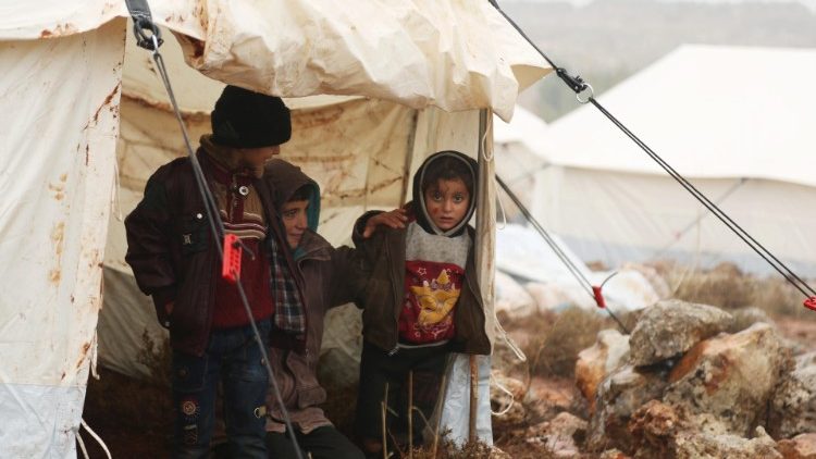 An iInternally displaced family in Maaral al-Numan, Syria