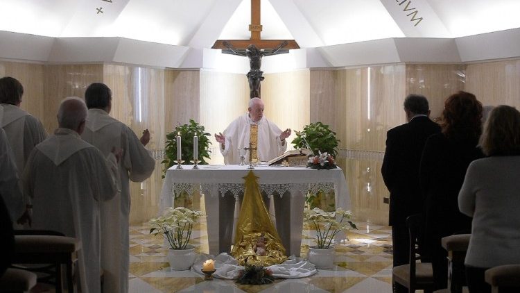 Pope Francis celebrates a mass