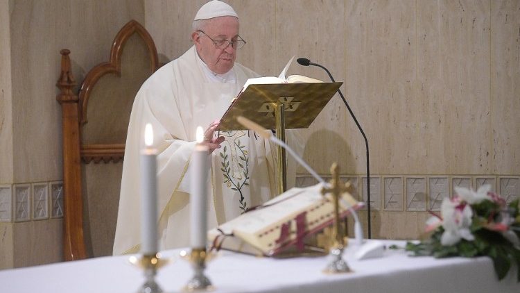 Påven Franciskus vid morgonmässan fredagen 17 januari 2020
