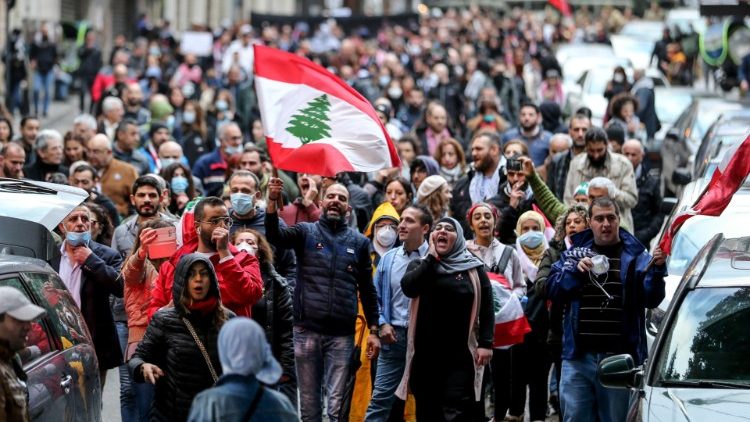 Anti-government protesters in Beirut