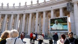 教皇フランシスコのビデオ中継による「お告げの祈り」、2020年3月8日、バチカン・聖ペトロ広場