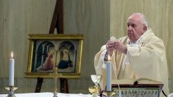 Le Pape François lors de la messe à Sainte-Marthe le 25 mars 2021