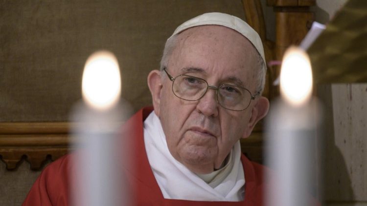 Pope Francis before the Blessed Sacrament, 14 May 2020