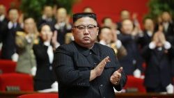 Le dirigeant nord-coréen, Kim Jong-Un, durant un meeting du Parti de Corée, le 11 janvier 2021. 