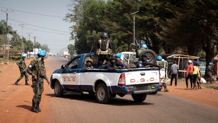 UN and Central African Republic forces patrol the country's capital, Bangui