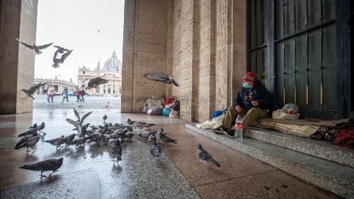 Obdachlose auf der Via della Conciliazione unweit des Petersplatzes 