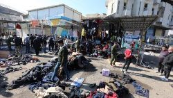 O mercado onde ocorreu o ataque esta manhã, em Bagdá, Iraque