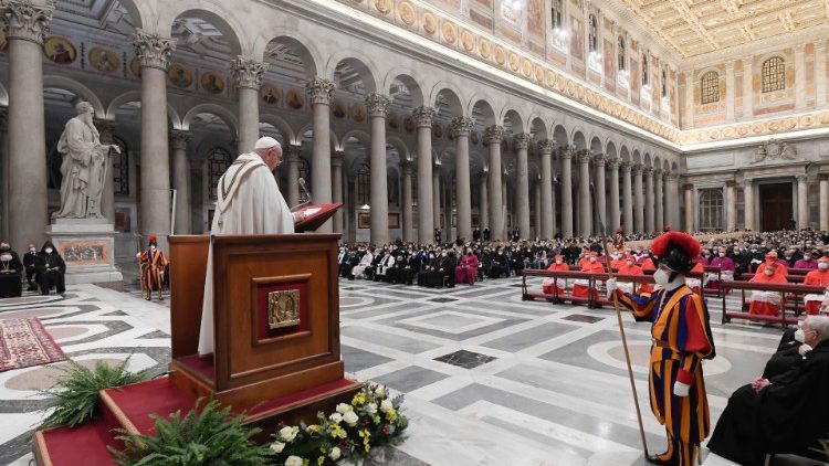 教皇フランシスコ、エキュメニカルな夕べの祈りで　2022年1月25日　ローマ・聖パウロ大聖堂