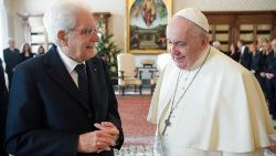 Archive photo of Pope Francis receiving in audience Sergio Mattarella on 16 December 2021